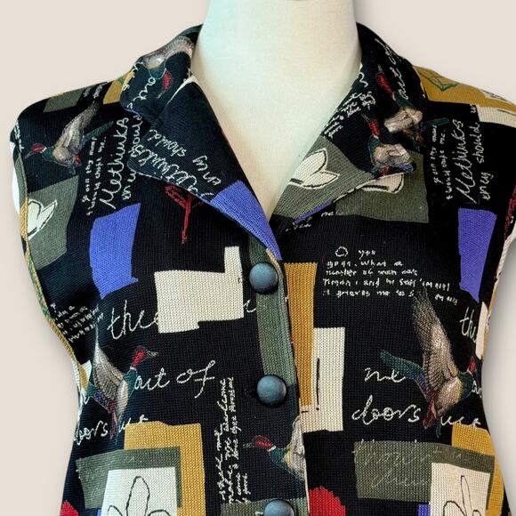 Supply & Demand Vintage Patchwork Button Up Knit Cardigan Vest Women Size L USA - Picture 5 of 13